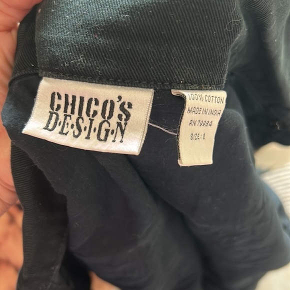 Chicos Design Black Denim Jacket with Embroidered Sequence Beads Back Size1(868) - Picture 6 of 9